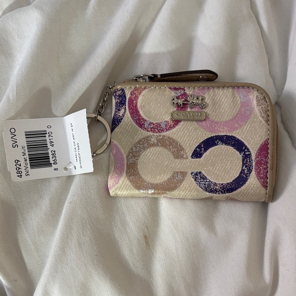 Coach Authenticated Multicolor Signature Key Coin Pouch